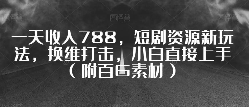 一天收入788，短剧资源新玩法，换维打击，小白直接上手（附百G素材）【揭秘】-星禾网创星球