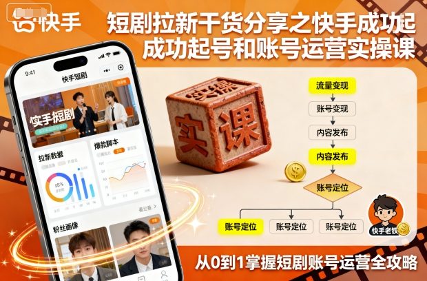 短剧拉新干货分享之快手成功起号和账号运营实操课-星禾网创星球