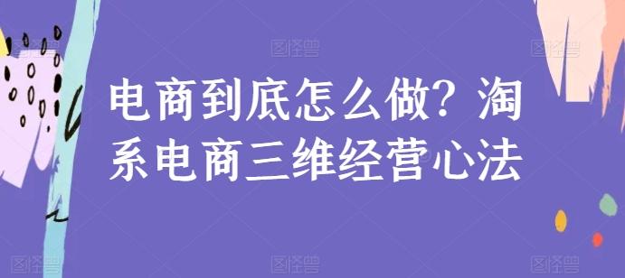 电商到底怎么做？淘系电商三维经营心法-星禾网创星球