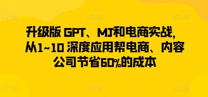 升级版 GPT、MJ和电商实战，从1~10 深度应用帮电商、内容公司节省60%的成本-星禾网创星球