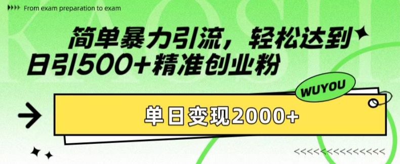 简单暴力引流，轻松达到日引500+精准创业粉，单日变现2k【揭秘】-星禾网创星球