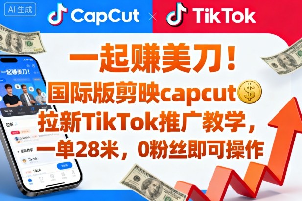 一起賺美刀！国际版剪映capcut拉新TikTok推广教学，一单28米，0粉丝即可操作(附推广入口和教学)-星禾网创星球