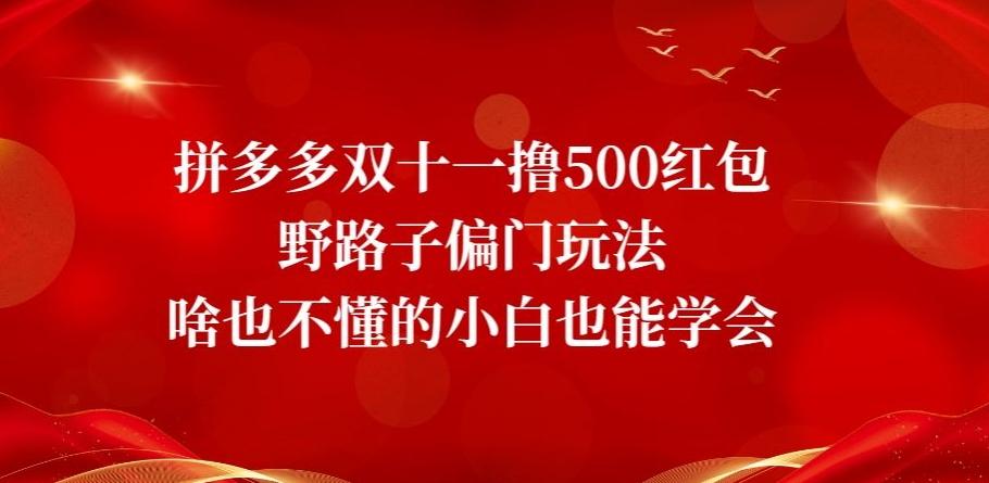 拼多多双十一撸500红包野路子偏门玩法，啥也不懂的小白也能学会【揭秘】-星禾网创星球